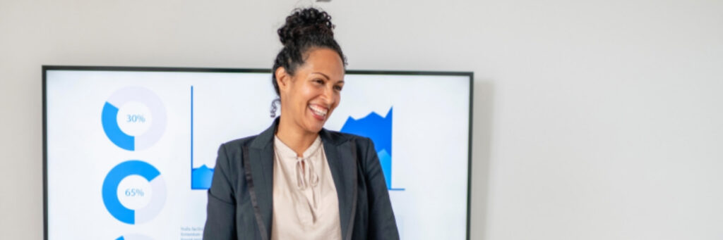 empowered woman leading a meeting and feeling confident